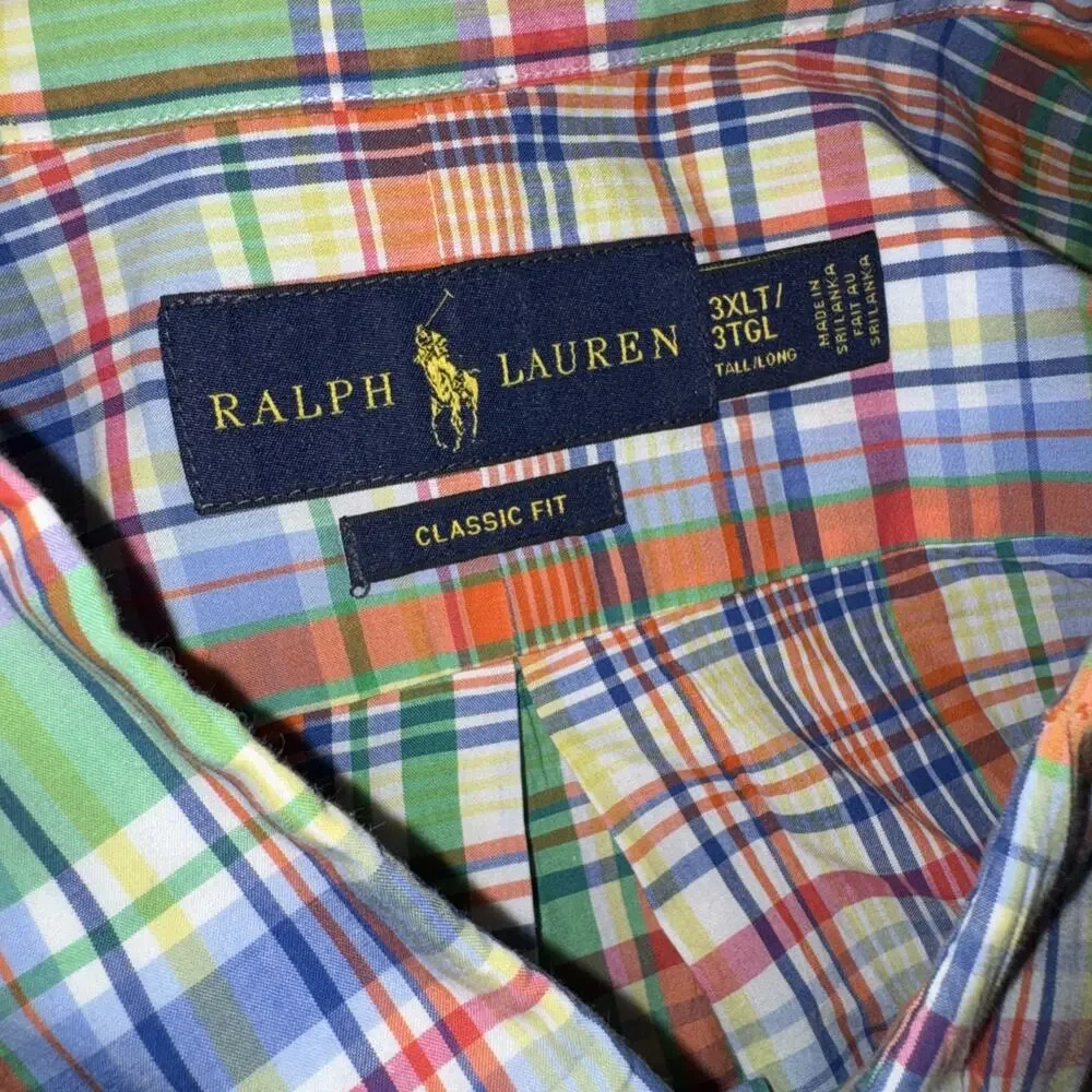 Polo Ralph Lauren Button Down Long Sleeve Classic Fit Geometric Preppy 3XLT EUC